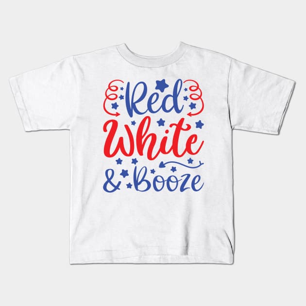 Red White And Booze Kids T-Shirt by hallyupunch